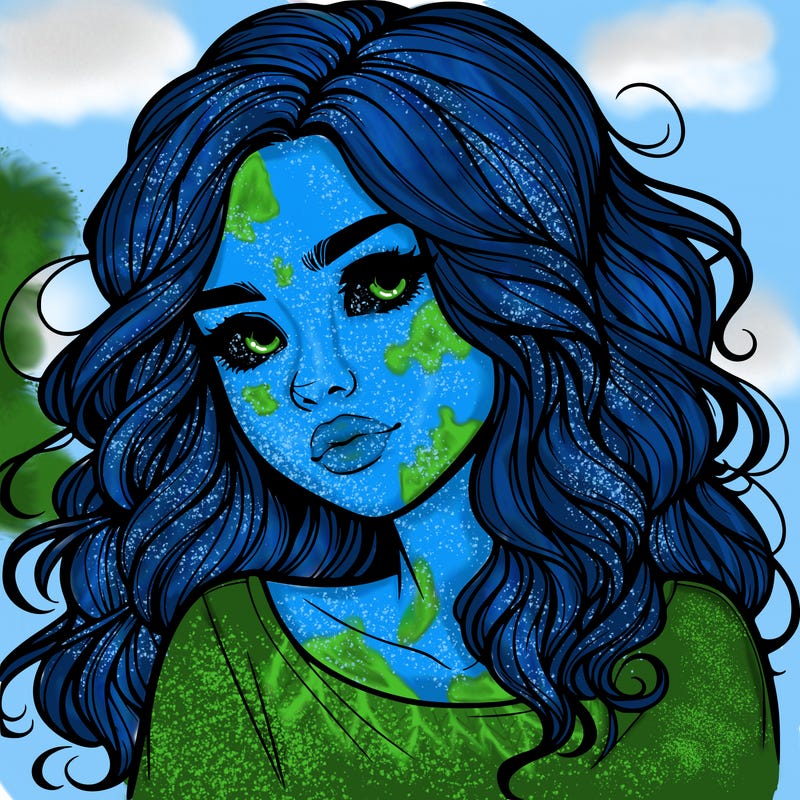 realistic girl with wavy hair on her hair