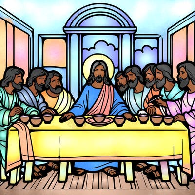 jesus shares the last supper with twelve apostles