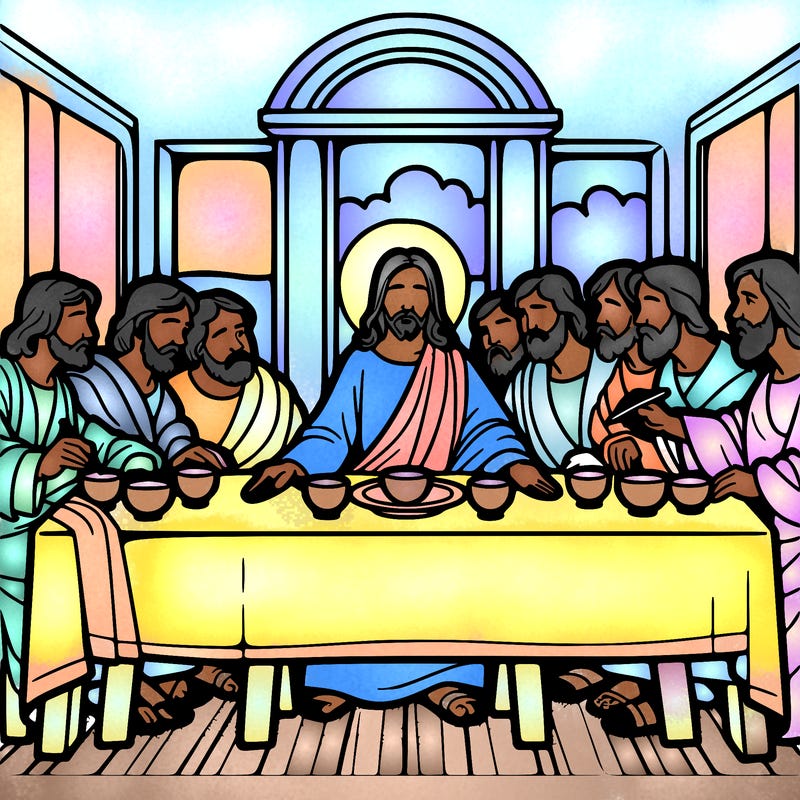 jesus shares the last supper with twelve apostles