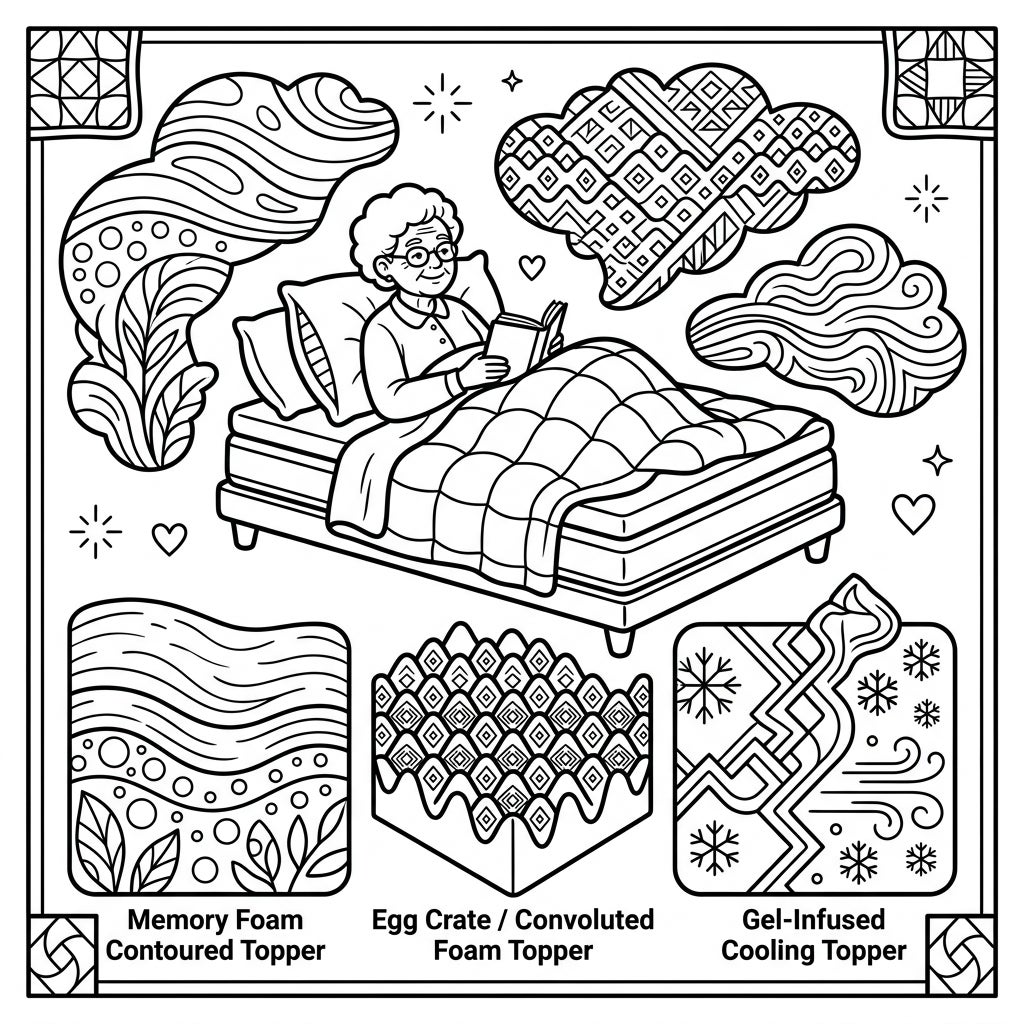 Mattress Toppers Coloring Page for Seniors | Free Printable — Color Pop