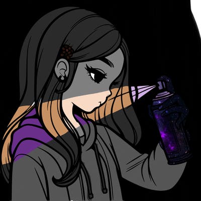 a realistic girl spray painting