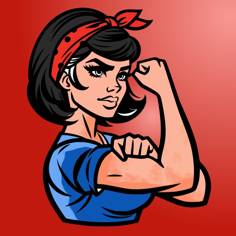 strong woman with a 60s american ad style