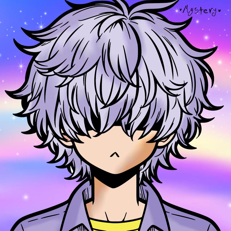 manga boy fluffy hair covering his eyes