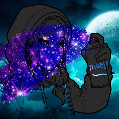 a realistic girl, spray painting