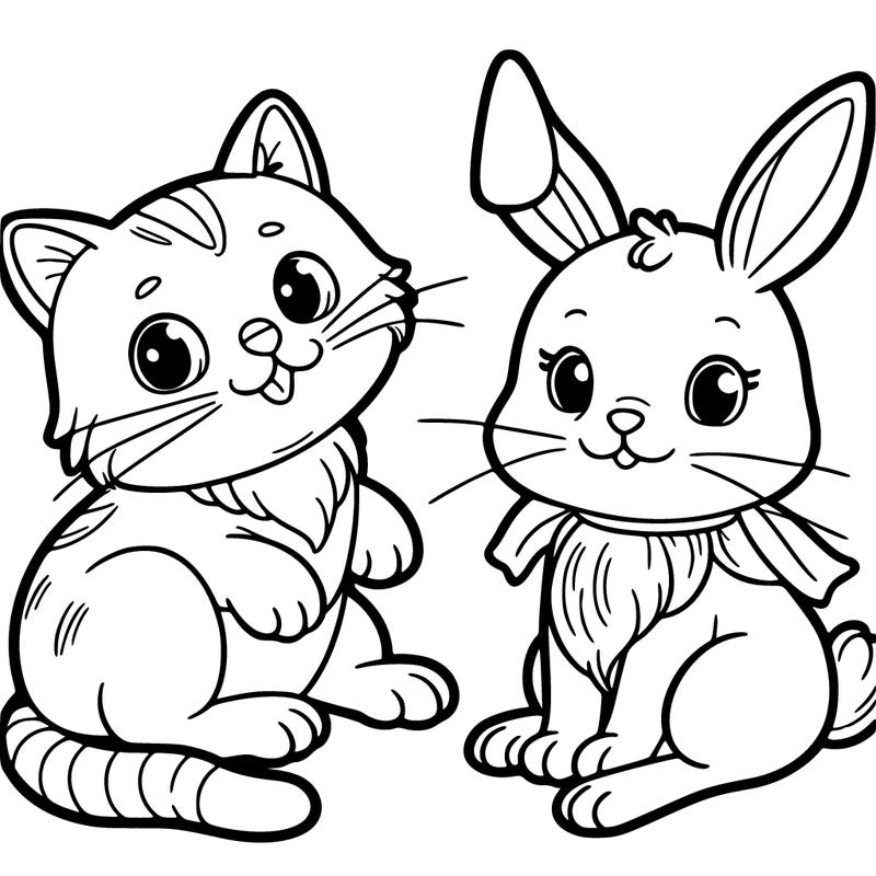 cat and rabbit
