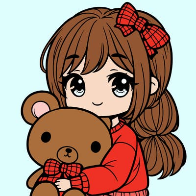 girl with a bear plushie