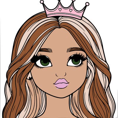 a realistic girl with a crown on