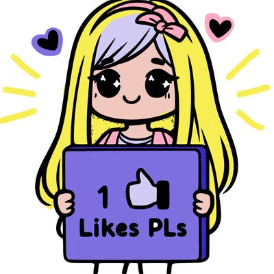 girl holding a sign saying 10 likes pls