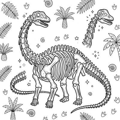 Step back in time to the age of dinosaurs with this captivating Diplodocus skeleton coloring page. Discover the fascinating structure of this giant long-necked herbivore, perfect for young paleontologists and dinosaur enthusiasts.