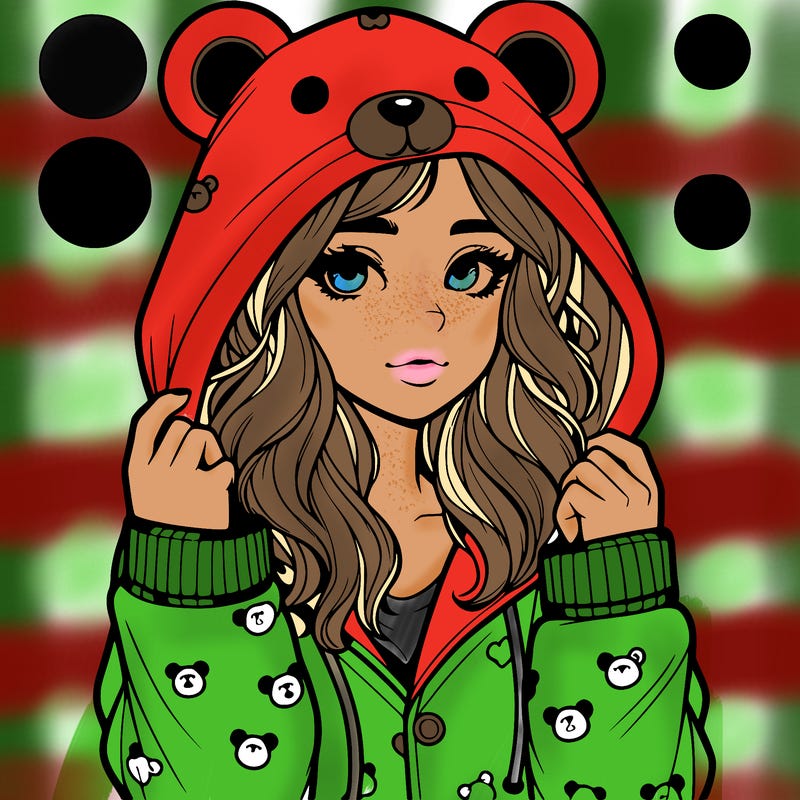 realistic girl in a animal pjs hoodie