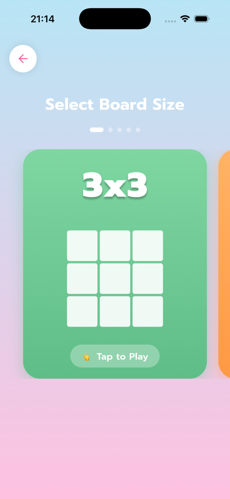 Tic Tac Toe Jelly - XO Game - Tic Tac Toe Jellyゲームの選択画面。3x3のボードサイズオプションが表示されています