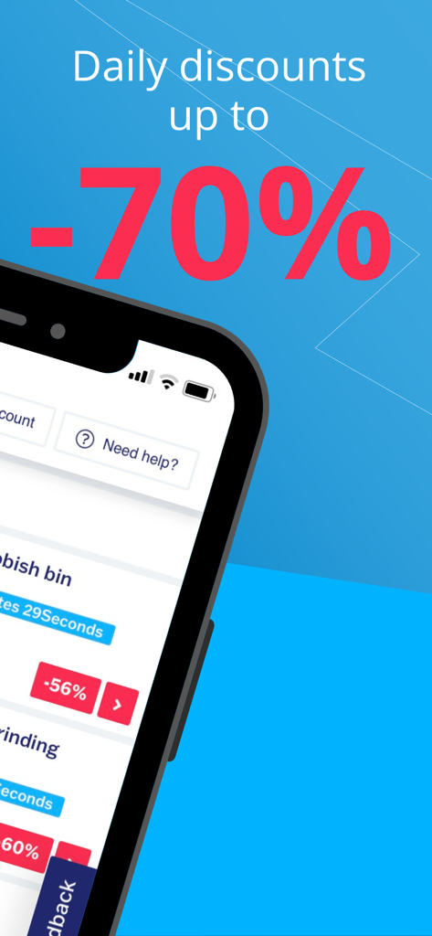 Outspot - Outspot app screen showing daily flash deals with discounts up to 70 percent