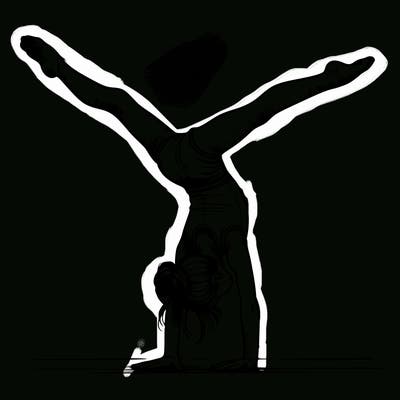 realistic gymnastic hand stand girl in four splits