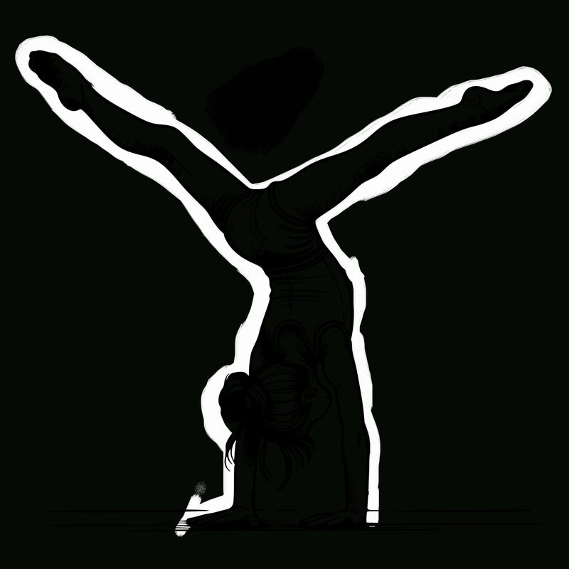 realistic gymnastic hand stand girl in four splits