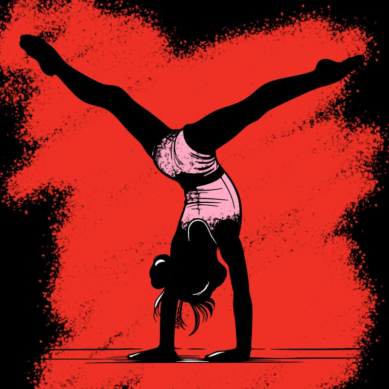 realistic gymnastic hand stand girl in four splits