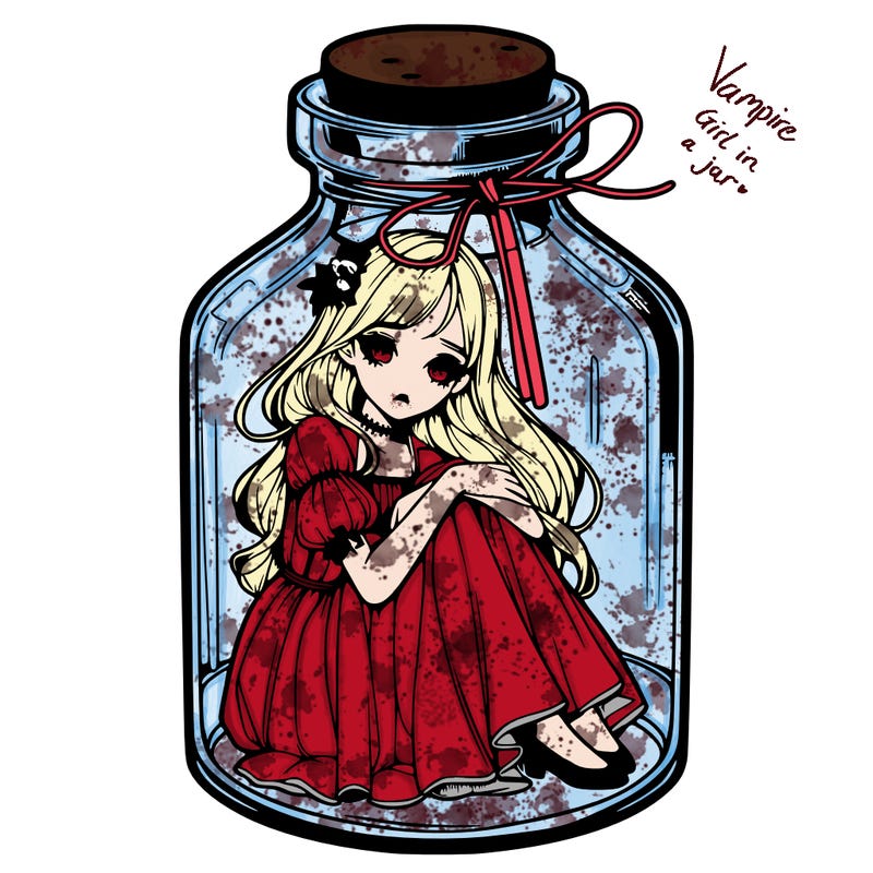 beautiful realistic girl trapped in bottle