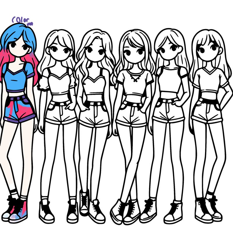 a group of girls wearing crop tops and shorts