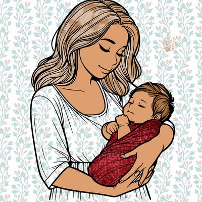 mother holding baby realistic