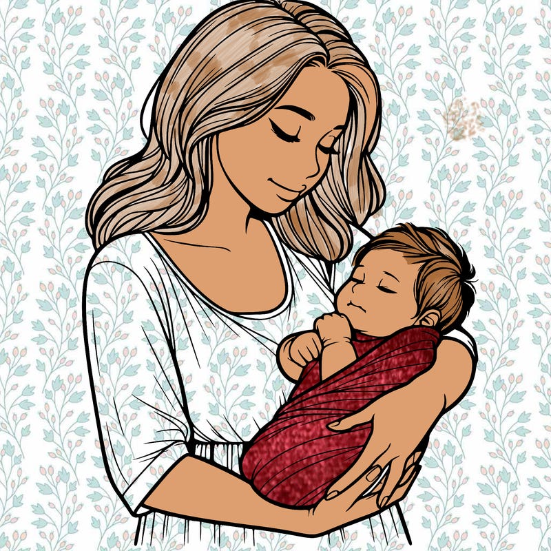 mother holding baby realistic