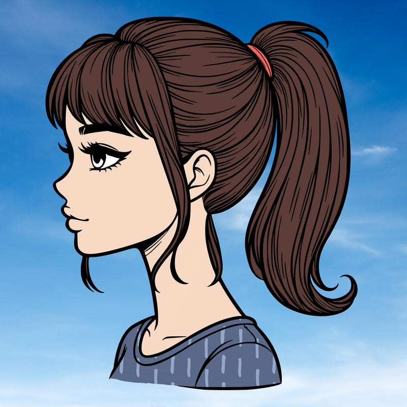 realistic woman with a pony tail hair style