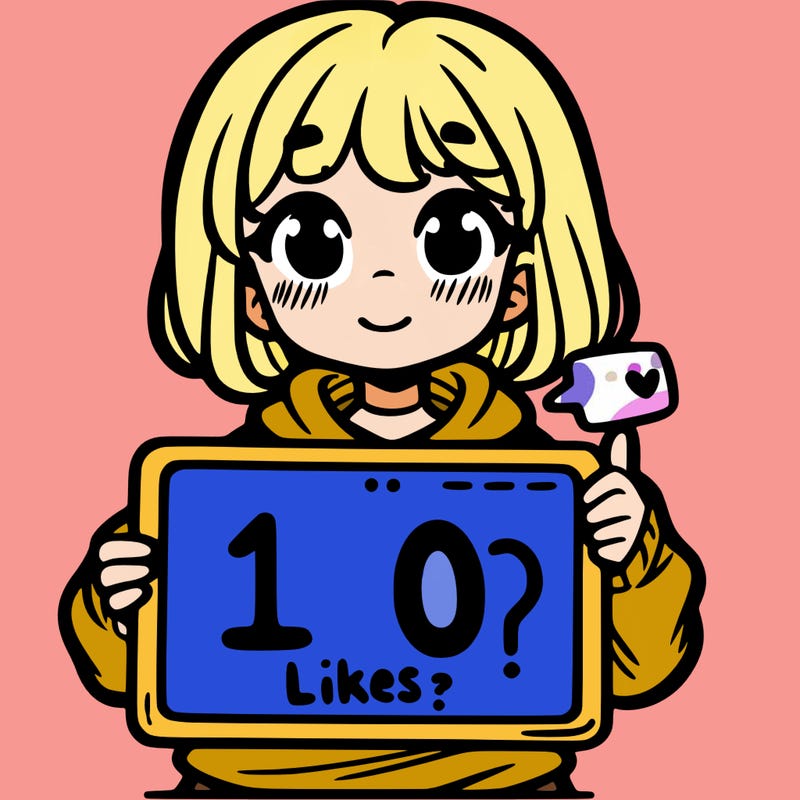 girl holding a sign that says 10 likes?