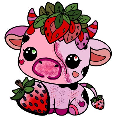 cute strawberry cow