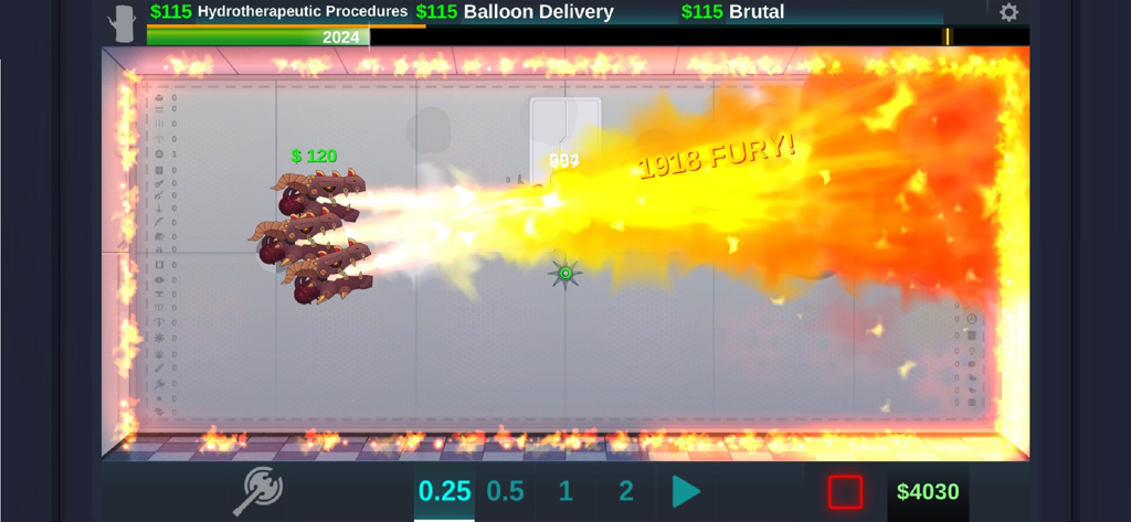 Happy Room - A screenshot of Happy Room showing fire breathing traps and a large explosion in a laboratory setting