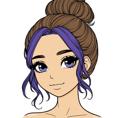 realistic pretty girl with hair in bun