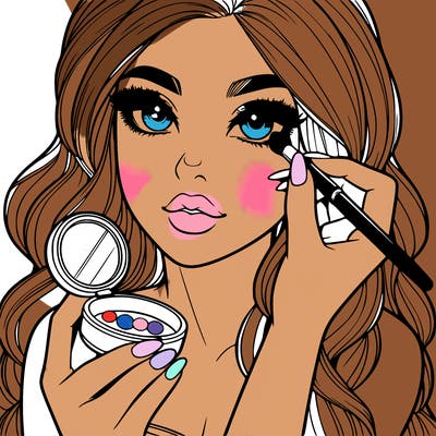 realistic girl doing makeup