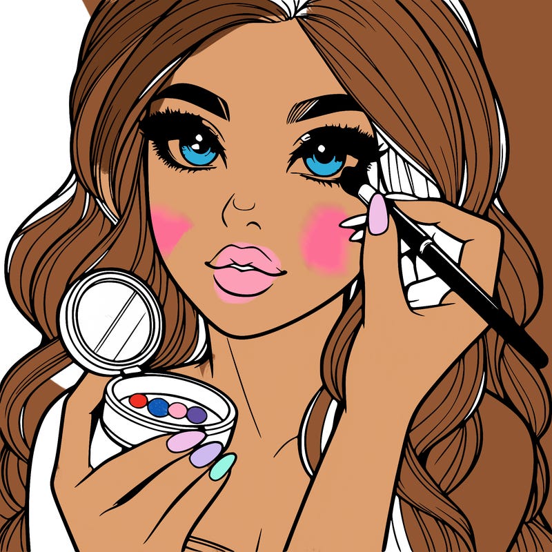 realistic girl doing makeup