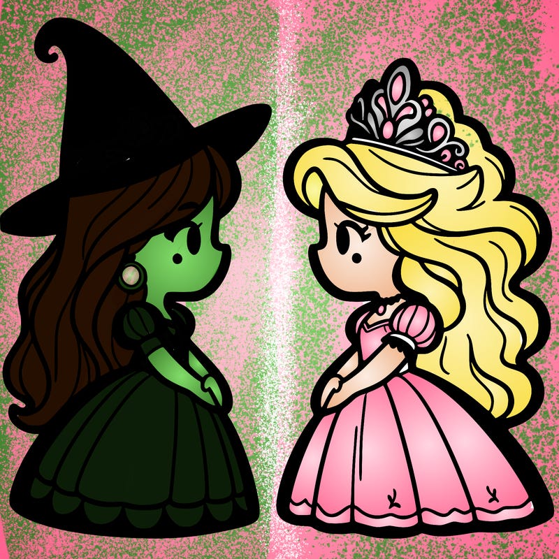 princess and witch facing each other