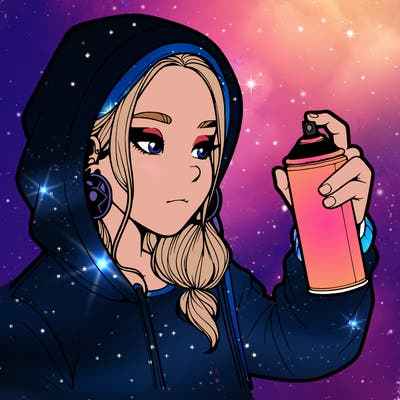 a realistic girl, spray painting