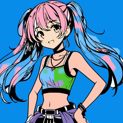 anime girl wearing crop top