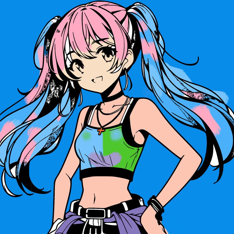 anime girl wearing crop top