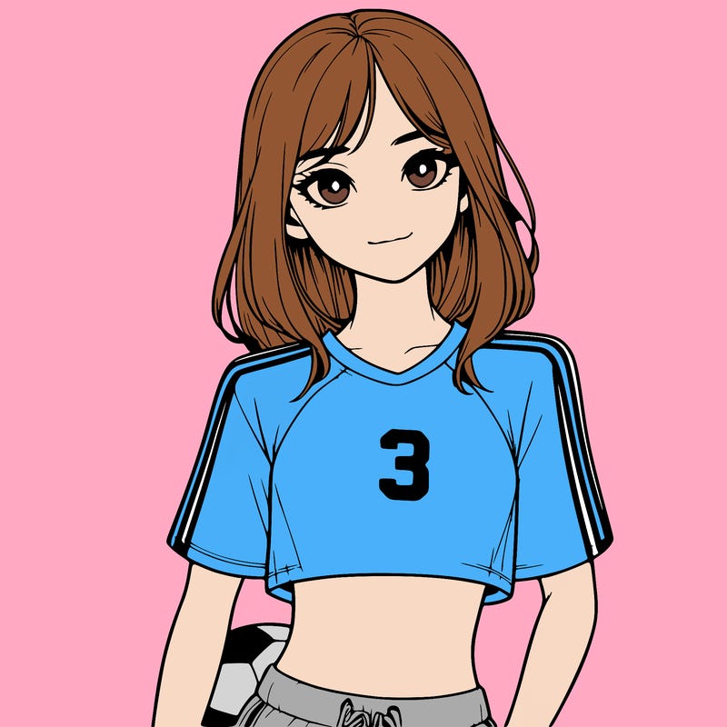 realistic girl wearing soccer jersey