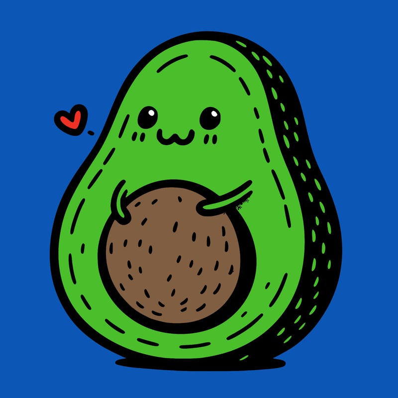 an avocado hugging an avocado