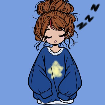 girl with baggy sweatshirt and messy bun