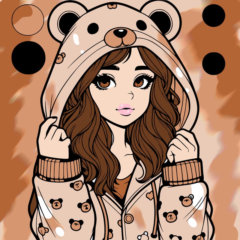 realistic girl in a animal pjs hoodie