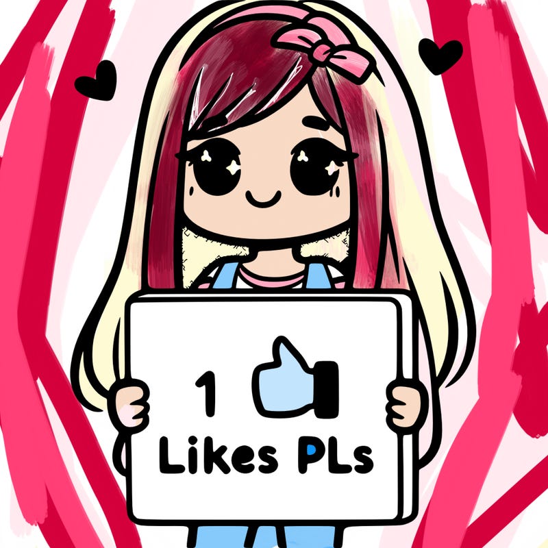 girl holding a sign saying 10 likes pls