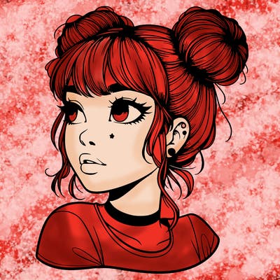 realistic girl with spacebuns