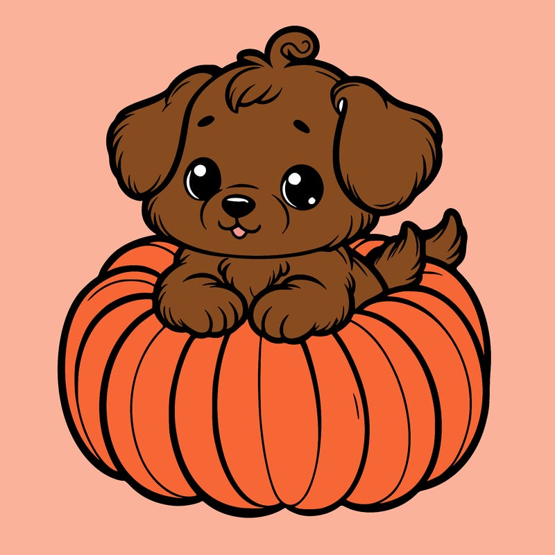 cute little puppy in a pumpkin