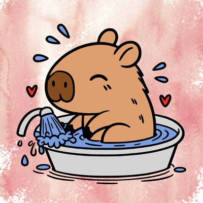 capybara taking a bath
