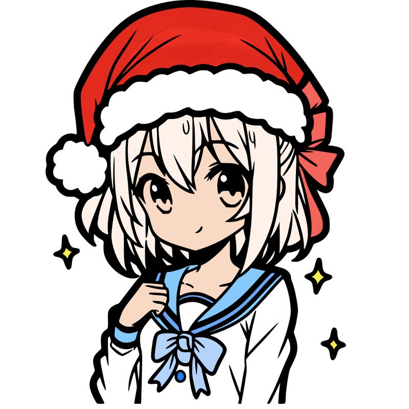 anime girl wearing a santa hat