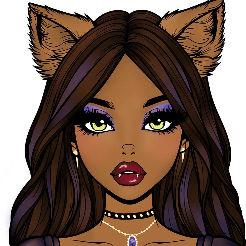 realistic girl with fox ears and realistic lips