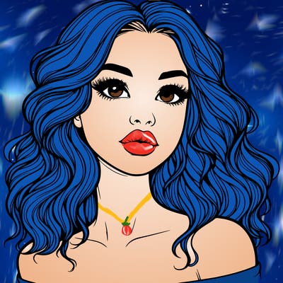 realistic girl with wavy hair and lips