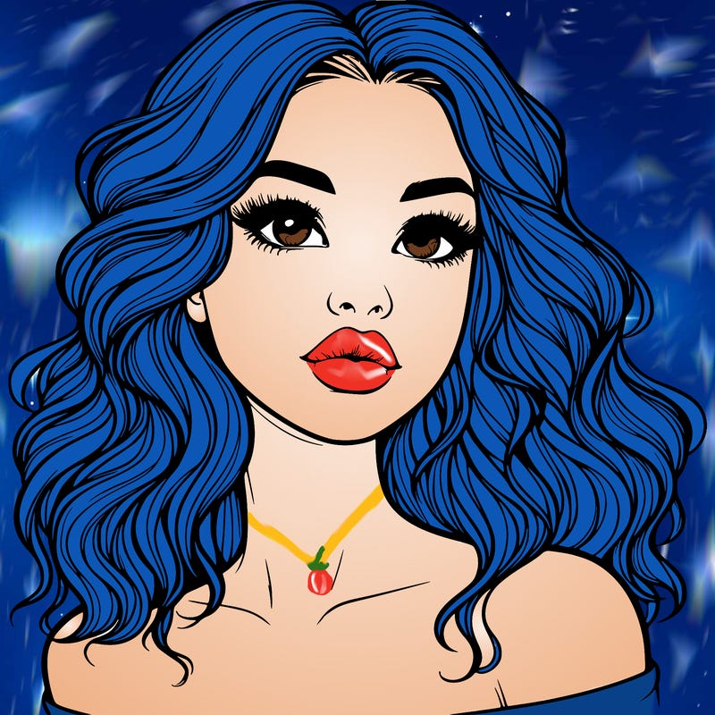 realistic girl with wavy hair and lips