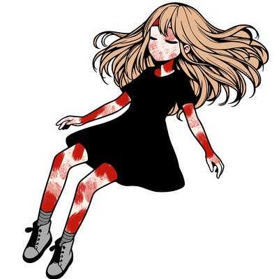 realistic girl floating