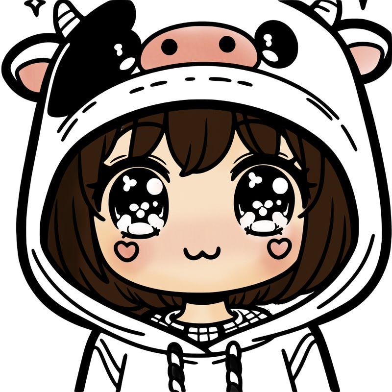 kawaii girl with cow hoodie