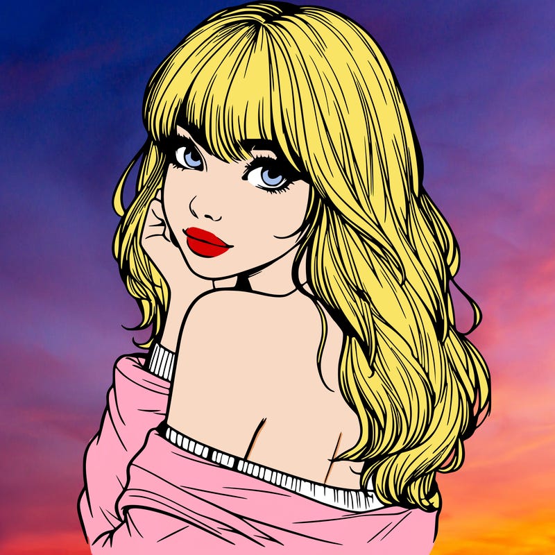 realistic girl with bangs looking over her shoulder