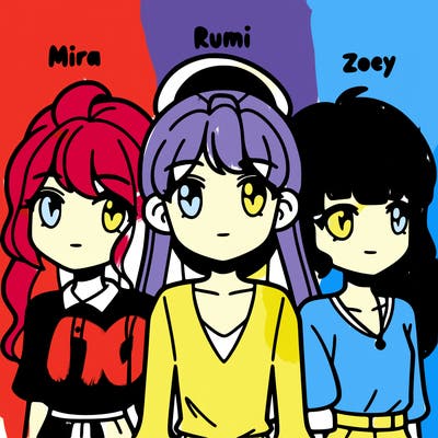 mira, rumi, and zoey